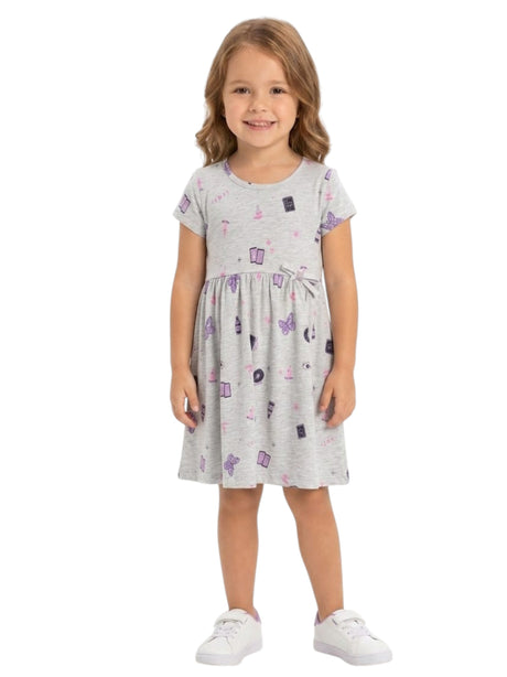 Image for Kids Girl's Printed Dress,Light Grey