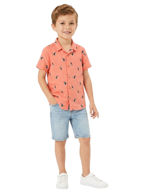 Image for Kids Boy's Printed Dress Shirt,Coral