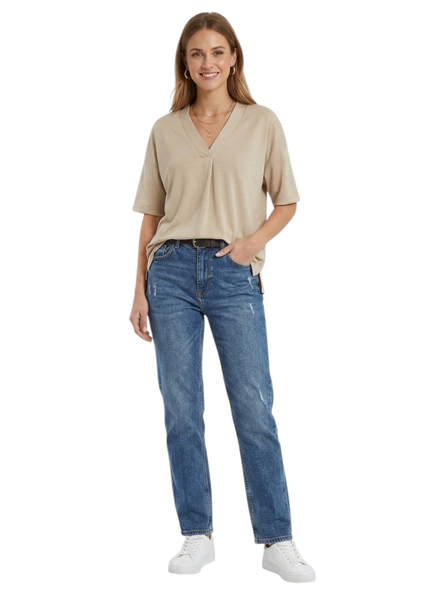 Image for Women's Plain Top,Beige