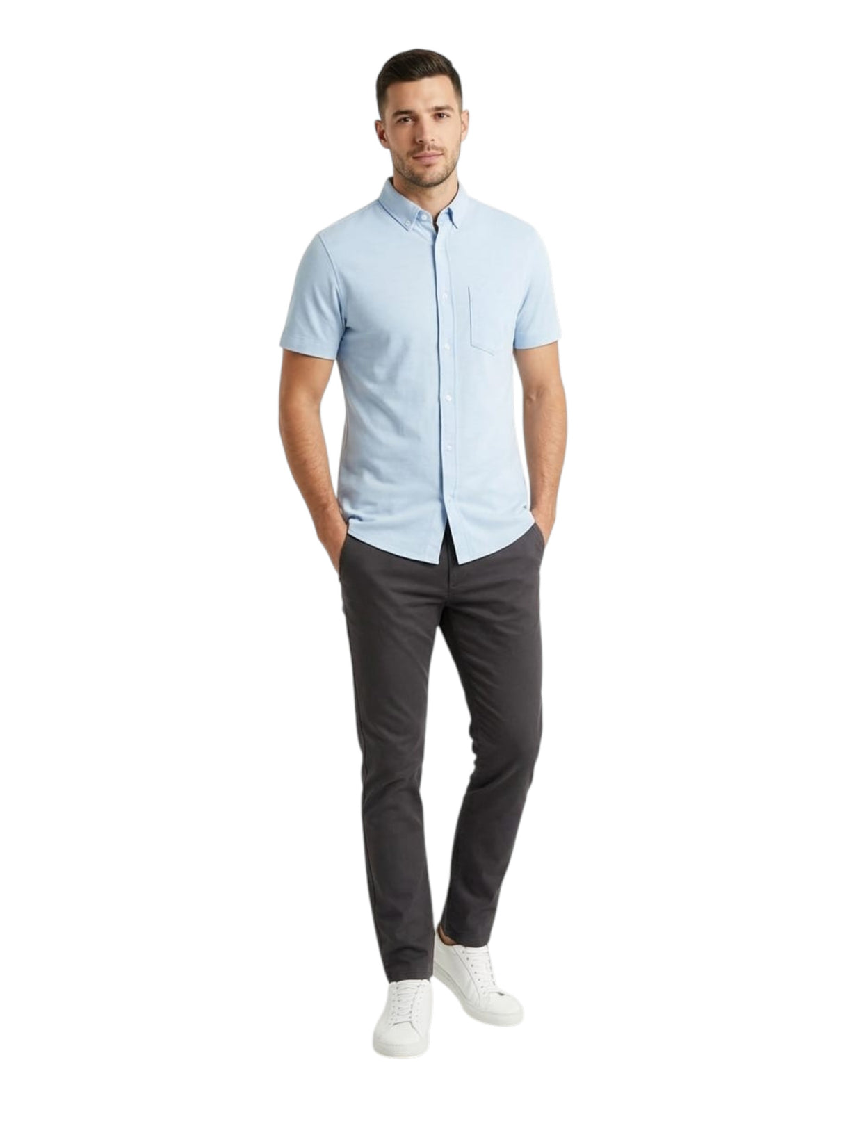 Image for Men's Knitted Dress Shirt,Light Blue