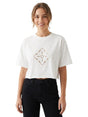 Image for Women's Open Floral Printed Top,White