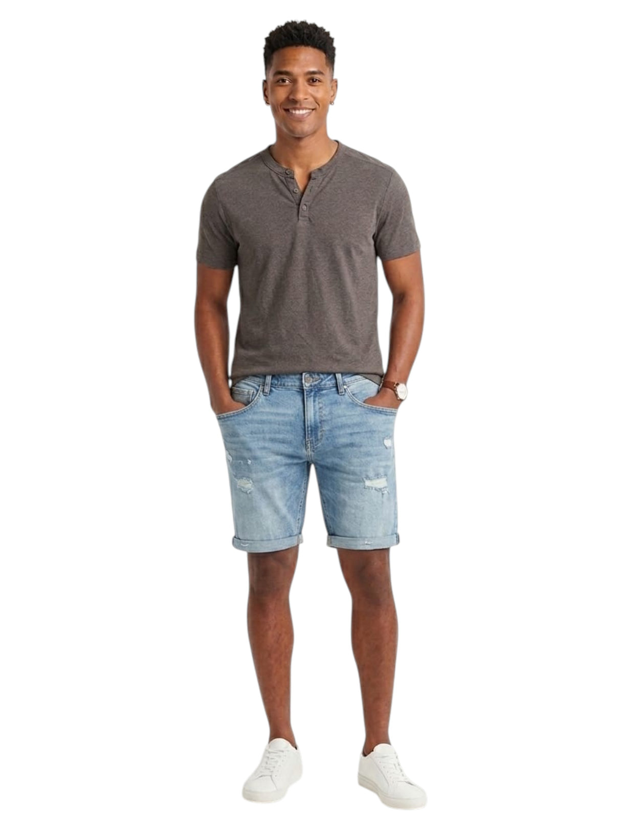 Image for Men's Plain Solid Top,Brown 