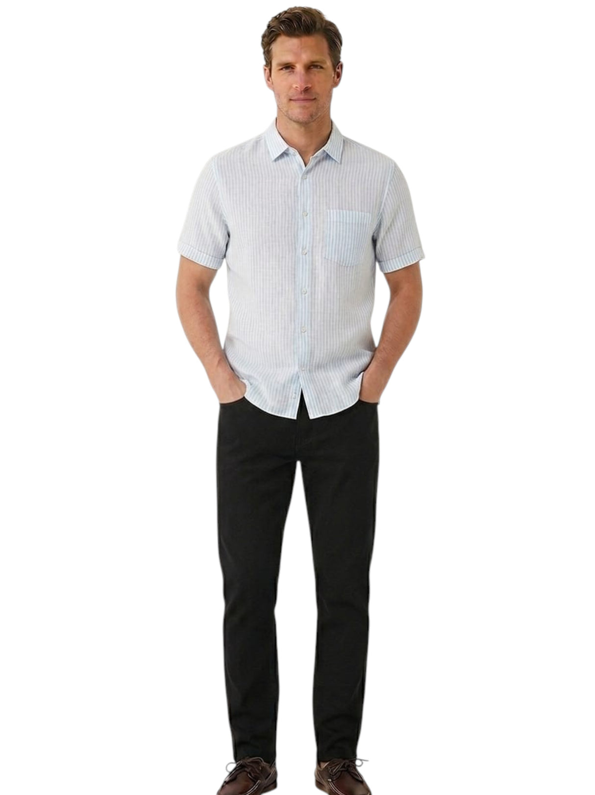Image for Men's Striped Dress Shirt,Light Blue/White