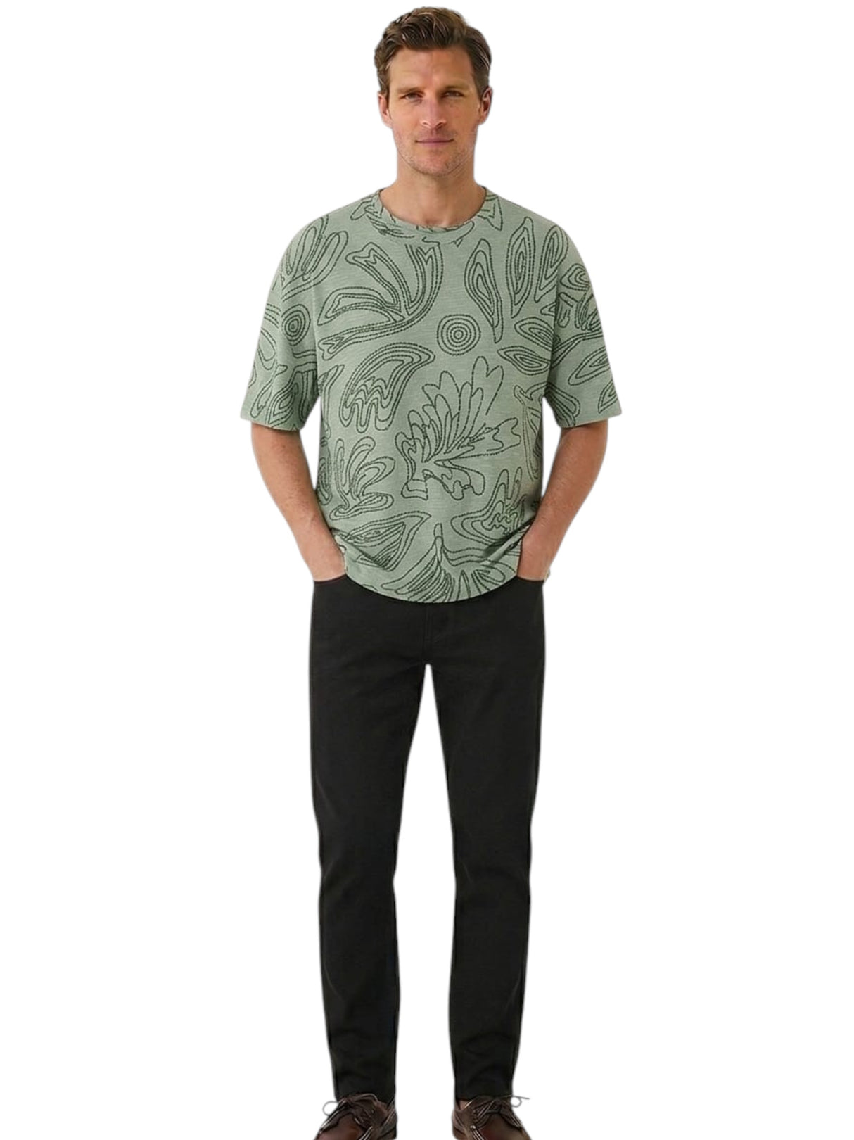Image for Men's Printed Top,Light Olive