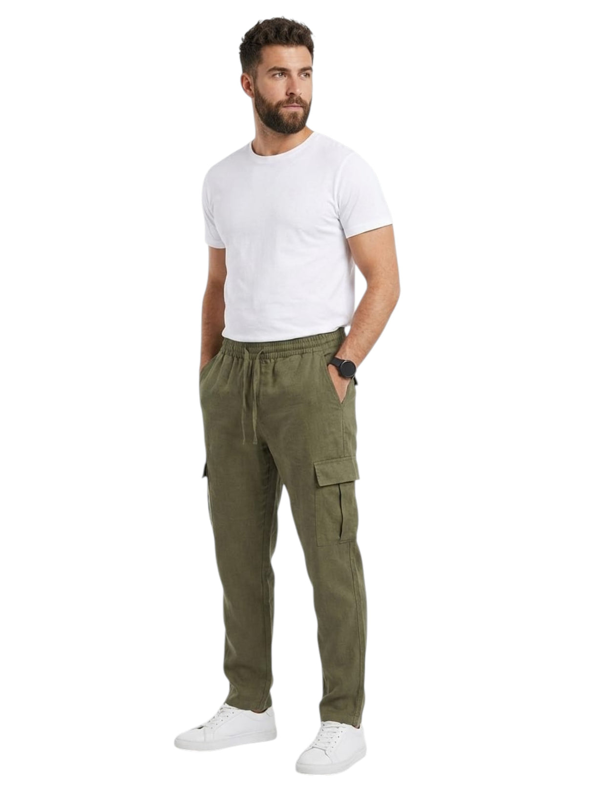 Image for Men's Plain Solid Cargo Pant,Olive