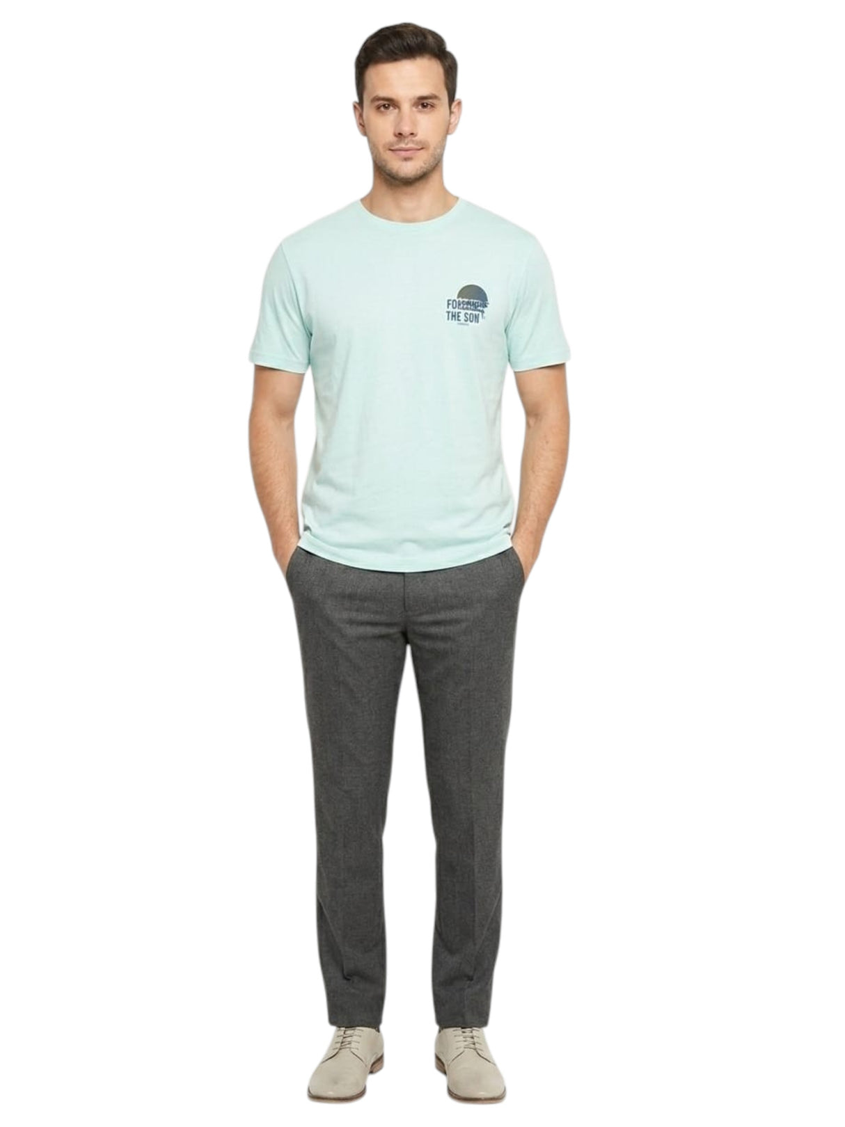 Image for Men's Printed Top,Light Turquoise 