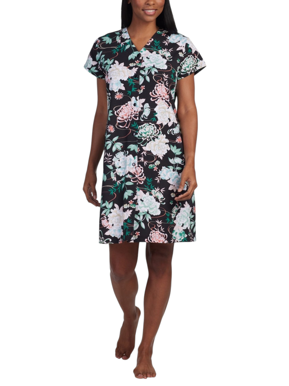 Image for Women's Floral Printed Sleepwear Robe,Black