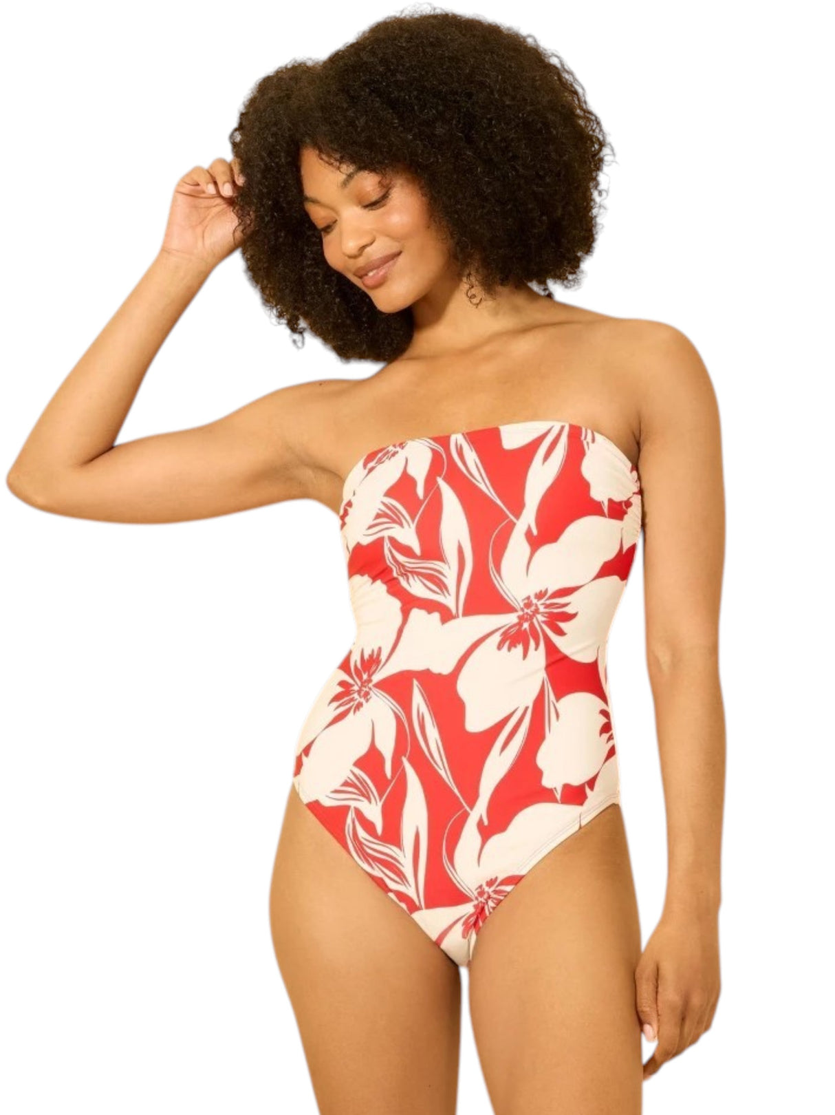 Image for Women's Printed Adjustable Straps One Pieces Tankini Top,Red