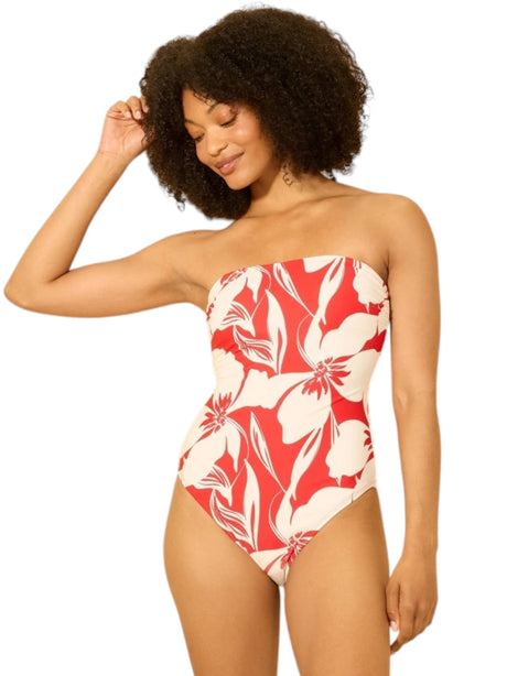 Image for Women's Printed Adjustable Straps One Pieces Tankini Top,Red
