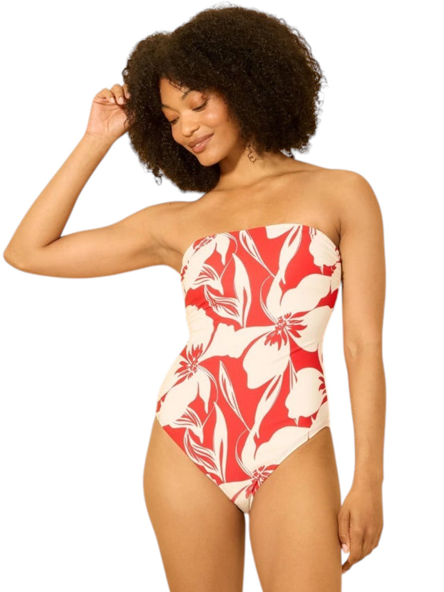 Image for Women's Printed Adjustable Straps One Pieces Tankini Top,Red