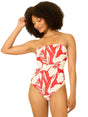 Image for Women's Printed Adjustable Straps One Pieces Tankini Top,Red