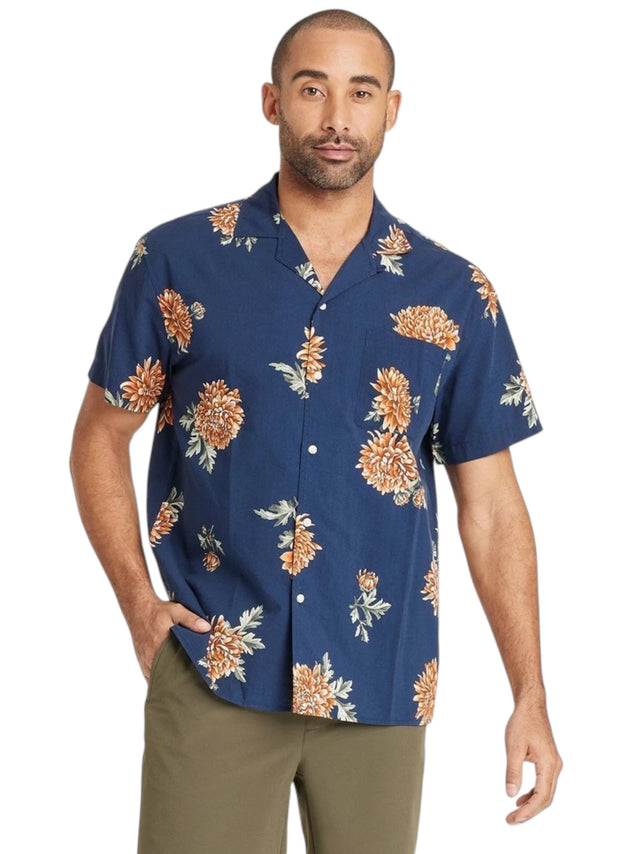 Image for Men's Prtinted Dress Shirt,Navy