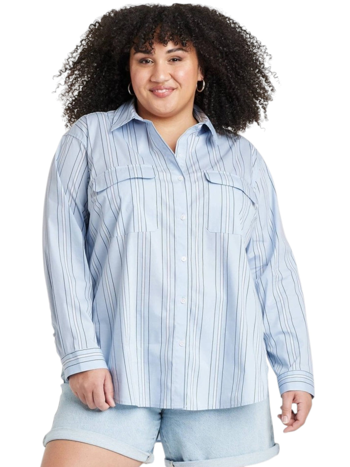 Image for Women's Stripped Chemise,Light Blue