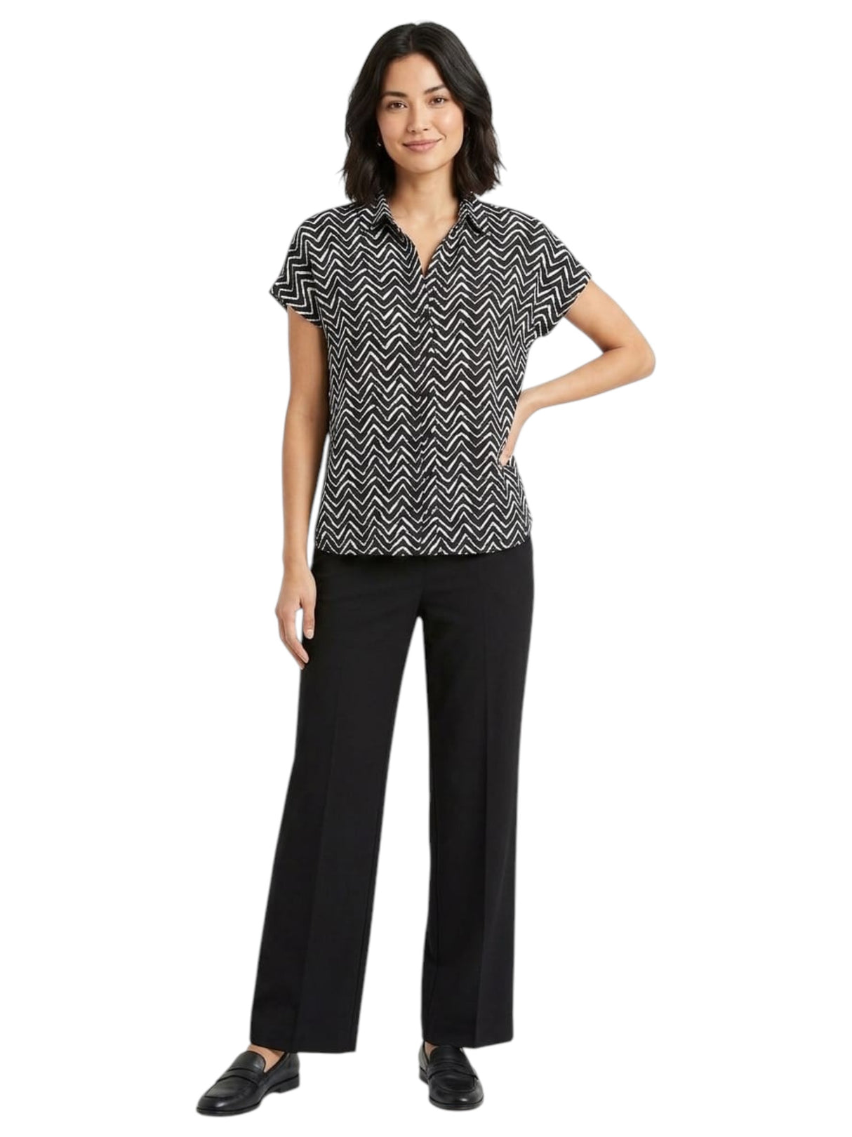 Image for Women's Zigzag Stripped Top,Black