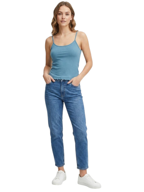 Image for Women's Ribbed Top,Dusty Blue