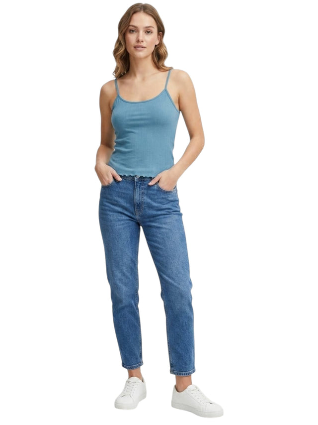 Image for Women's Ribbed Top,Dusty Blue