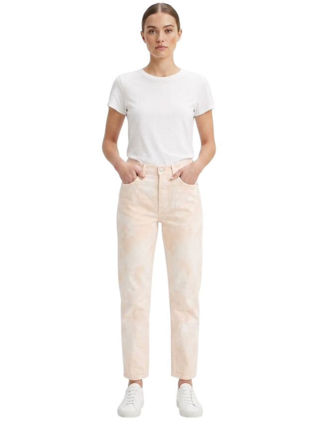 Image for Women's Colorblocked Jeans,Peach/White