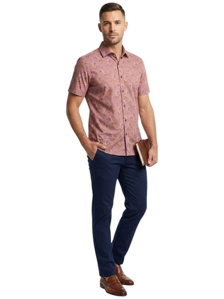 Image for Men'as Printed Dress Shirt,Dusty Rose