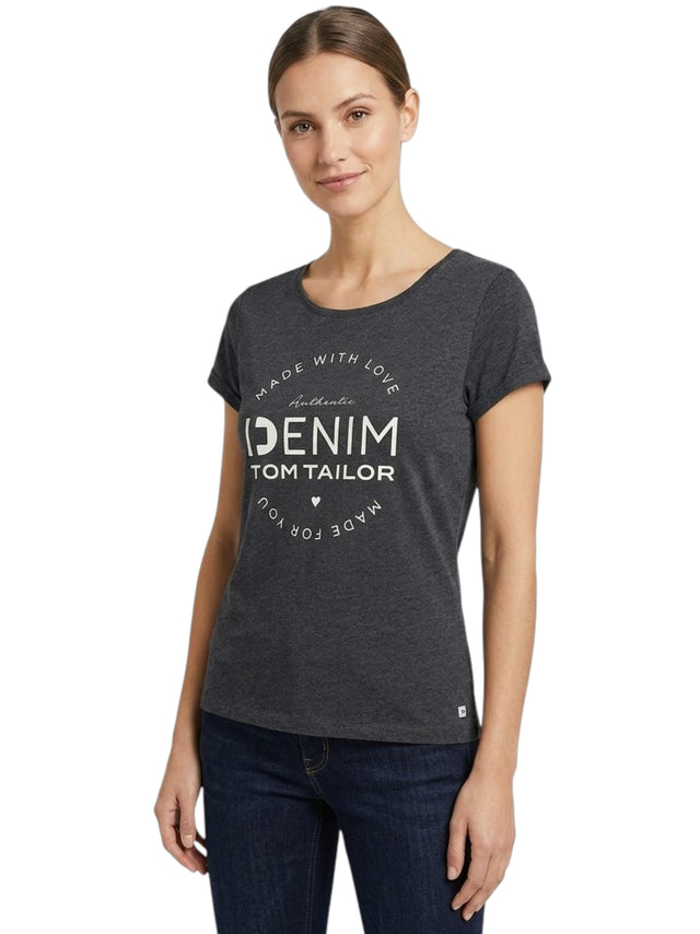 Image for Women's Printed Top,Dark Grey