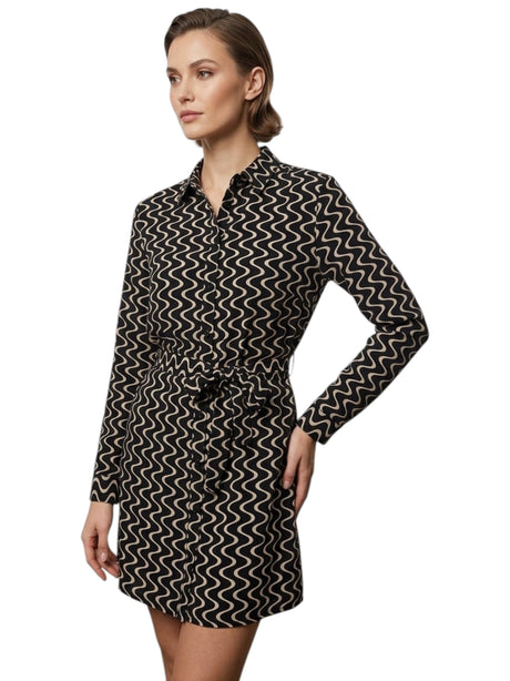 Image for Women's Zigzag Stripped Dress,Black