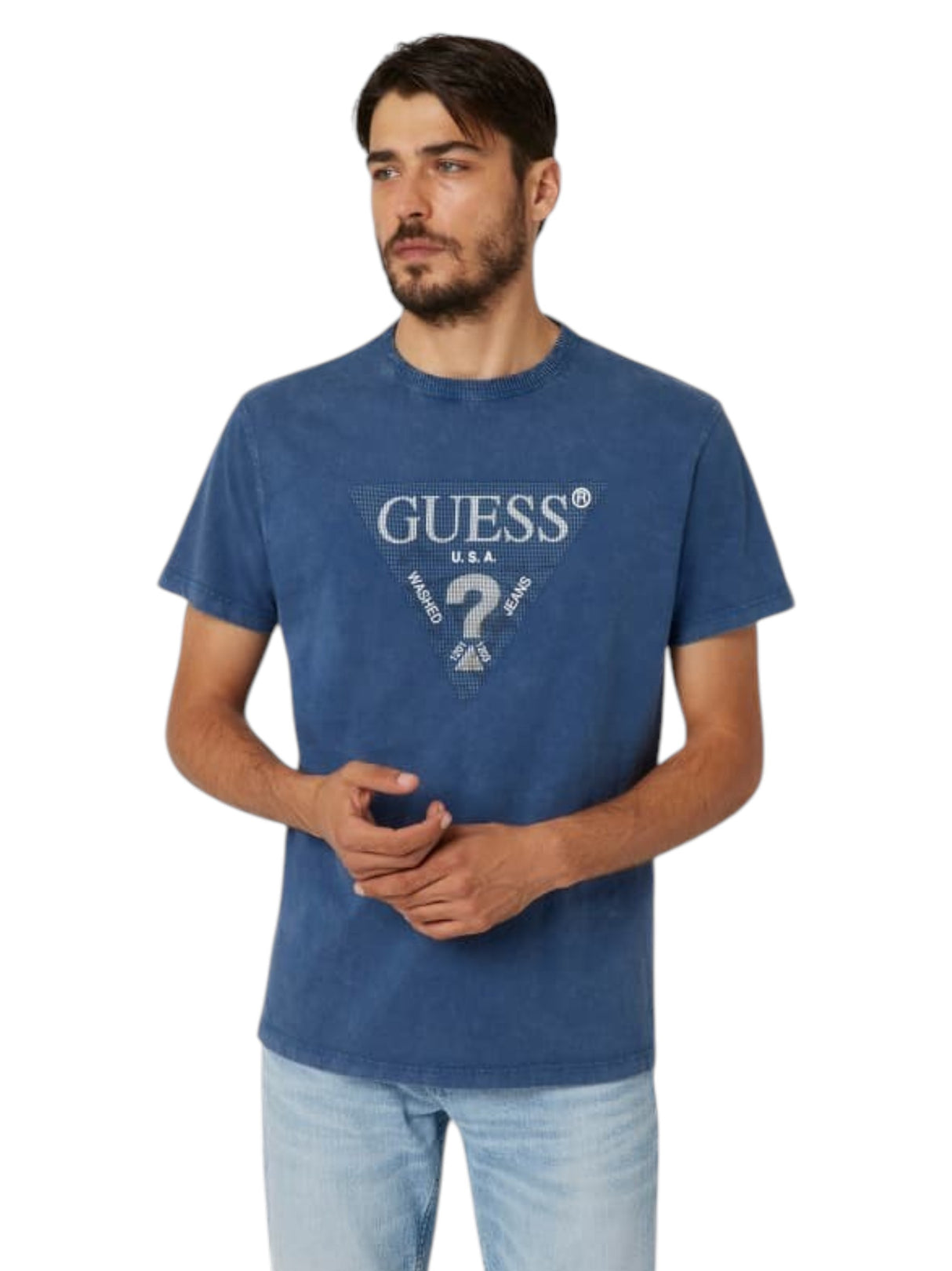 Image for Men's Brand Logo Printed Top,Light Navy