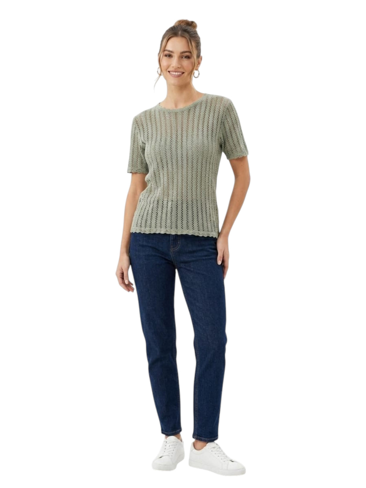 Image for Women's Open Knitted Top,Olive