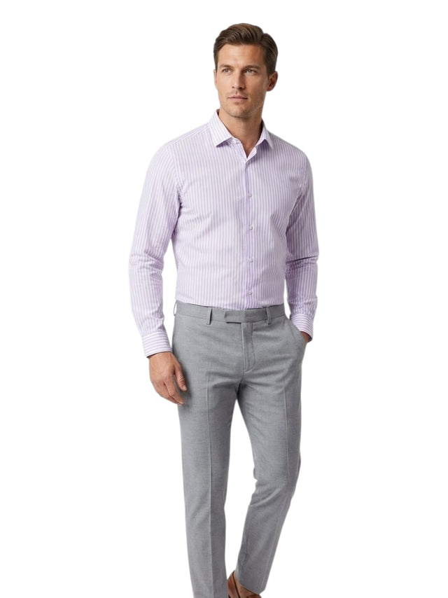 Image for Men's Striped Dress Shirt,White/Lilac