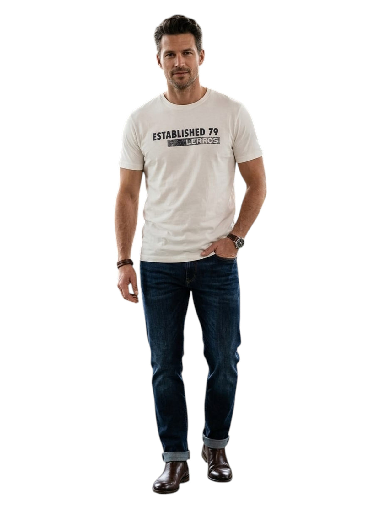 Image for Men's Brand Logo Printed Top,White