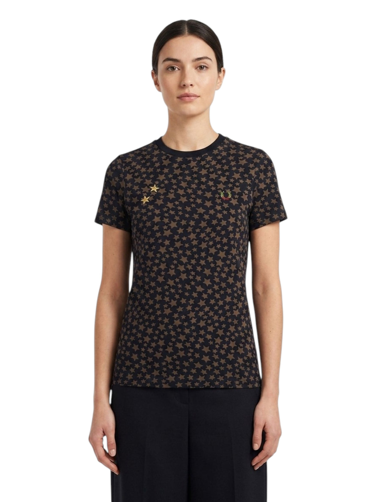 Image for Women's Printed Top,Brown/Black