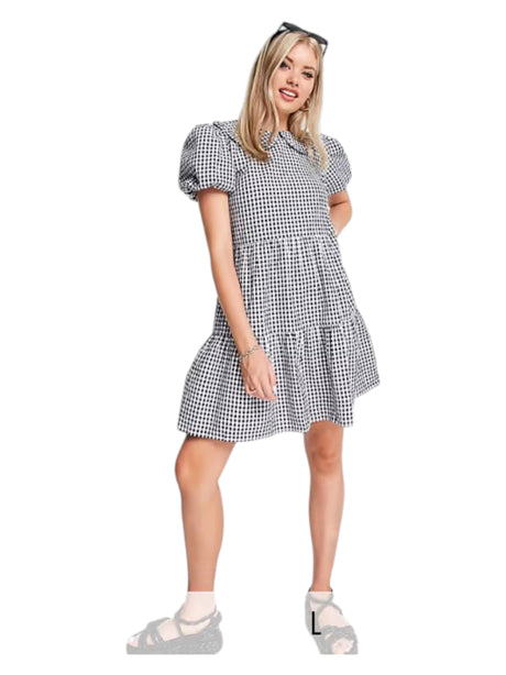 Image for Women's Plaid Dress,Black/White