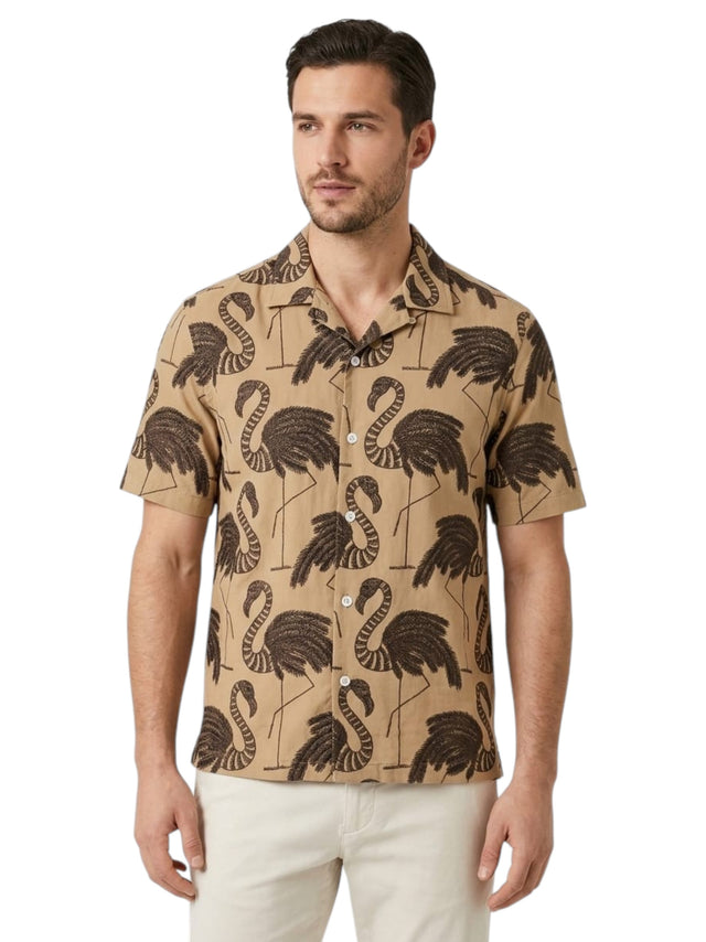 Image for Men's Printed Dress Shirt,Brown