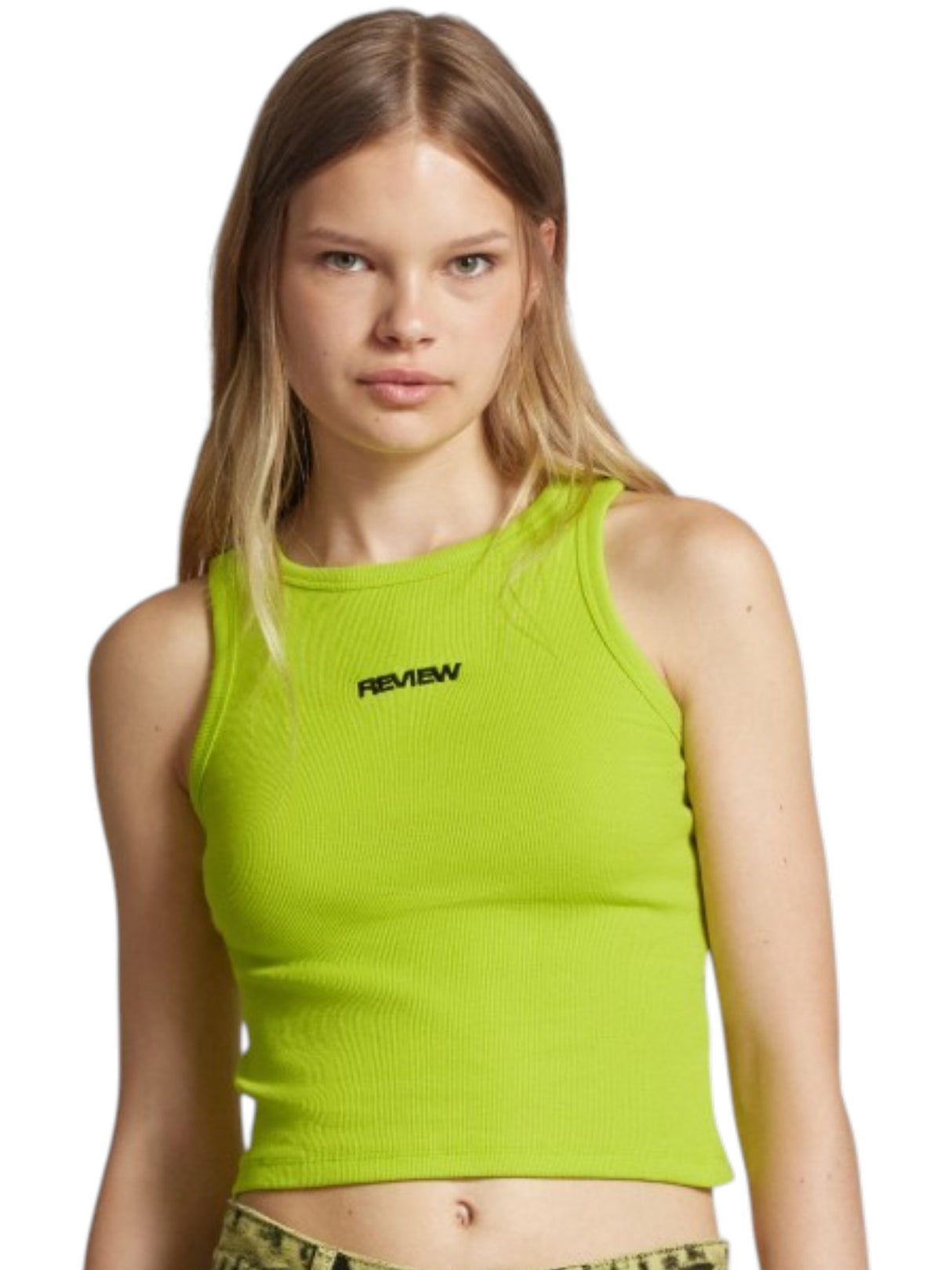 Image for Women's Ribbed Top,Lime Green