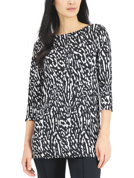 Image for Women's Printed Top,Black/White