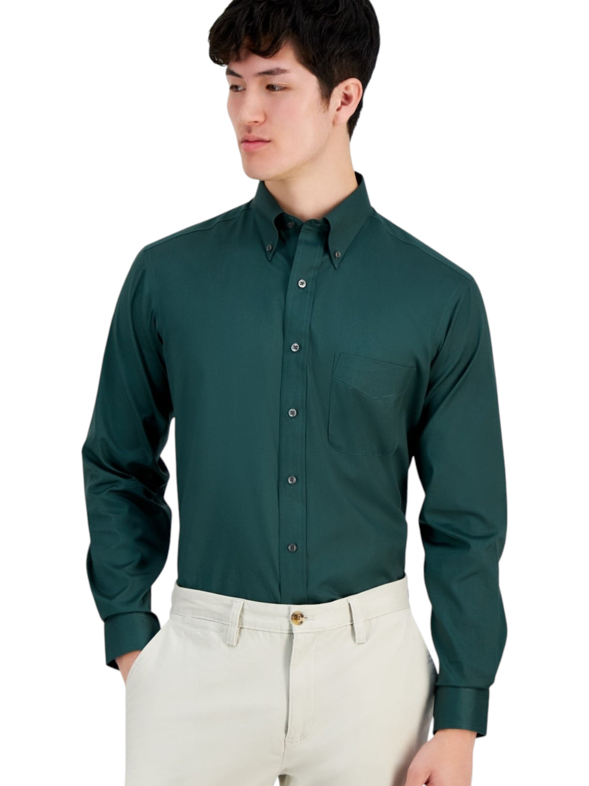 Image for Men's Plain Dress Shirt,Royal Green
