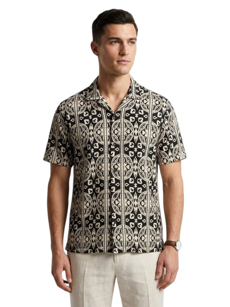Image for Men's Embroidered Dress Shirt,Black