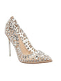 Image for Women's Rhinestones Crystal Heeled Shoes,Silver/Beige