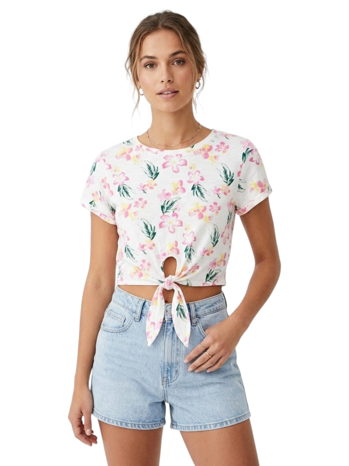 Image for Women's Floral Printed Top,White