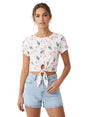 Image for Women's Floral Printed Top,White