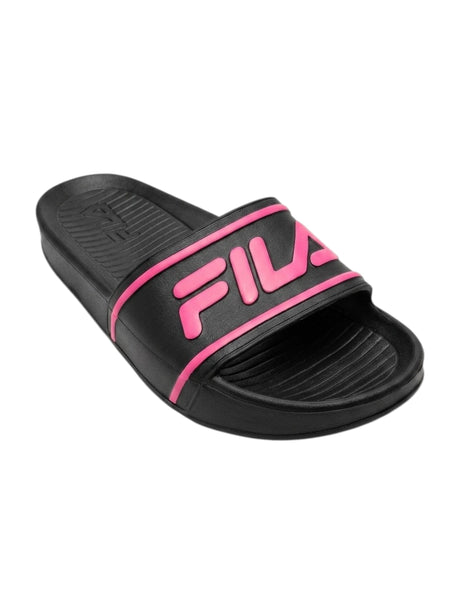 Image for Women's Logo Patched Slippers,Black