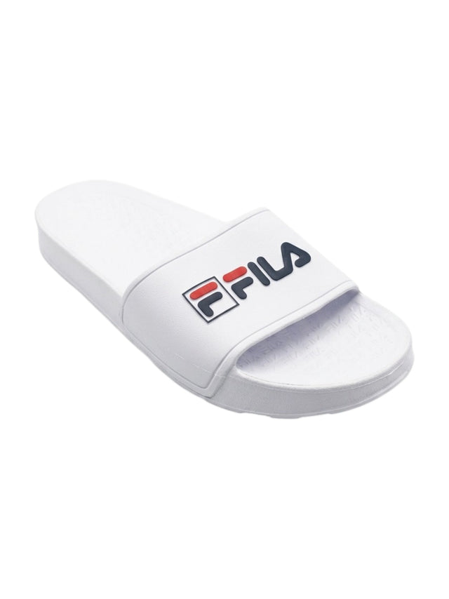 Image for Men's Logo Patched Slippers,White