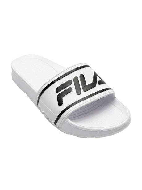 Image for Women's Logo Patched Slippers,White