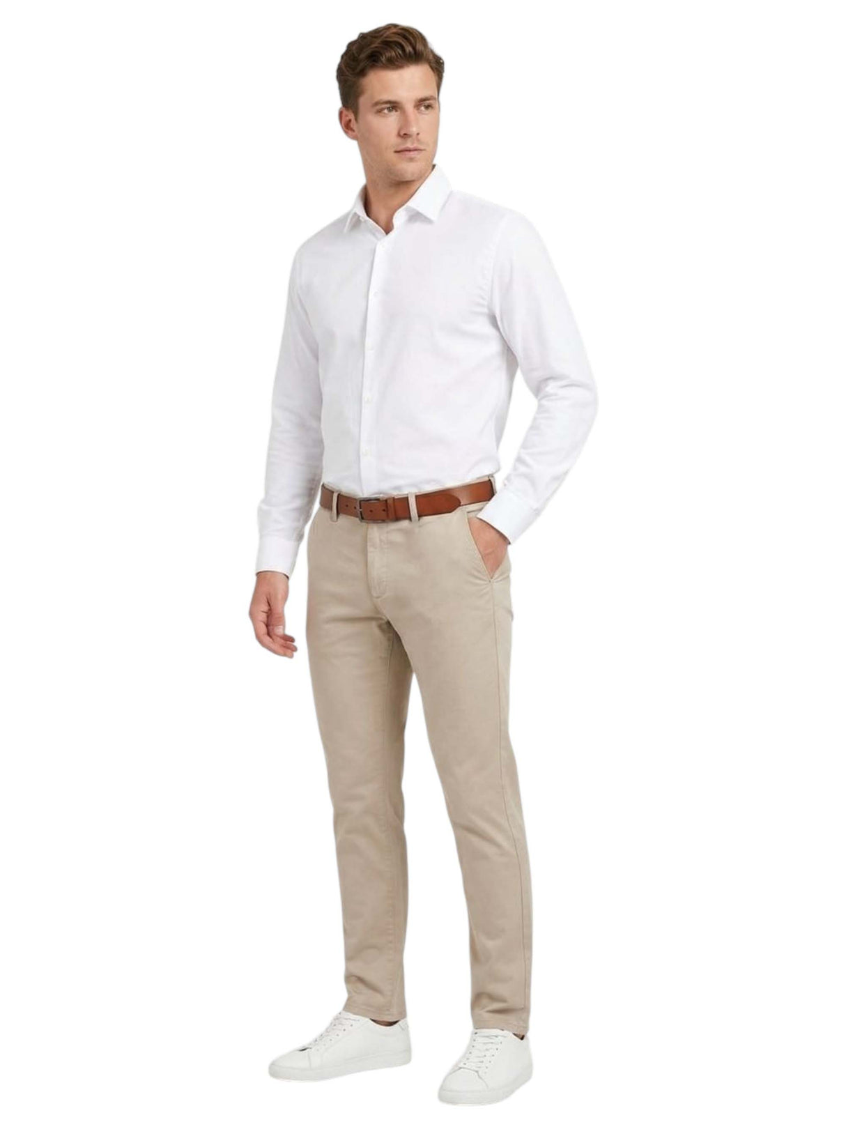 Image for Men's Plain Solid Pant,Dark Beige