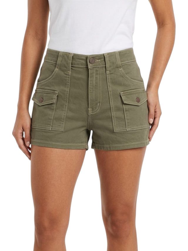 Image for Women's Plain Solid Jeans Short,Olive