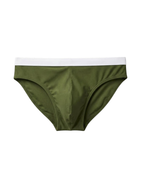 Image for Men's Colorblocked Swim Mini Briefs,Olive/White