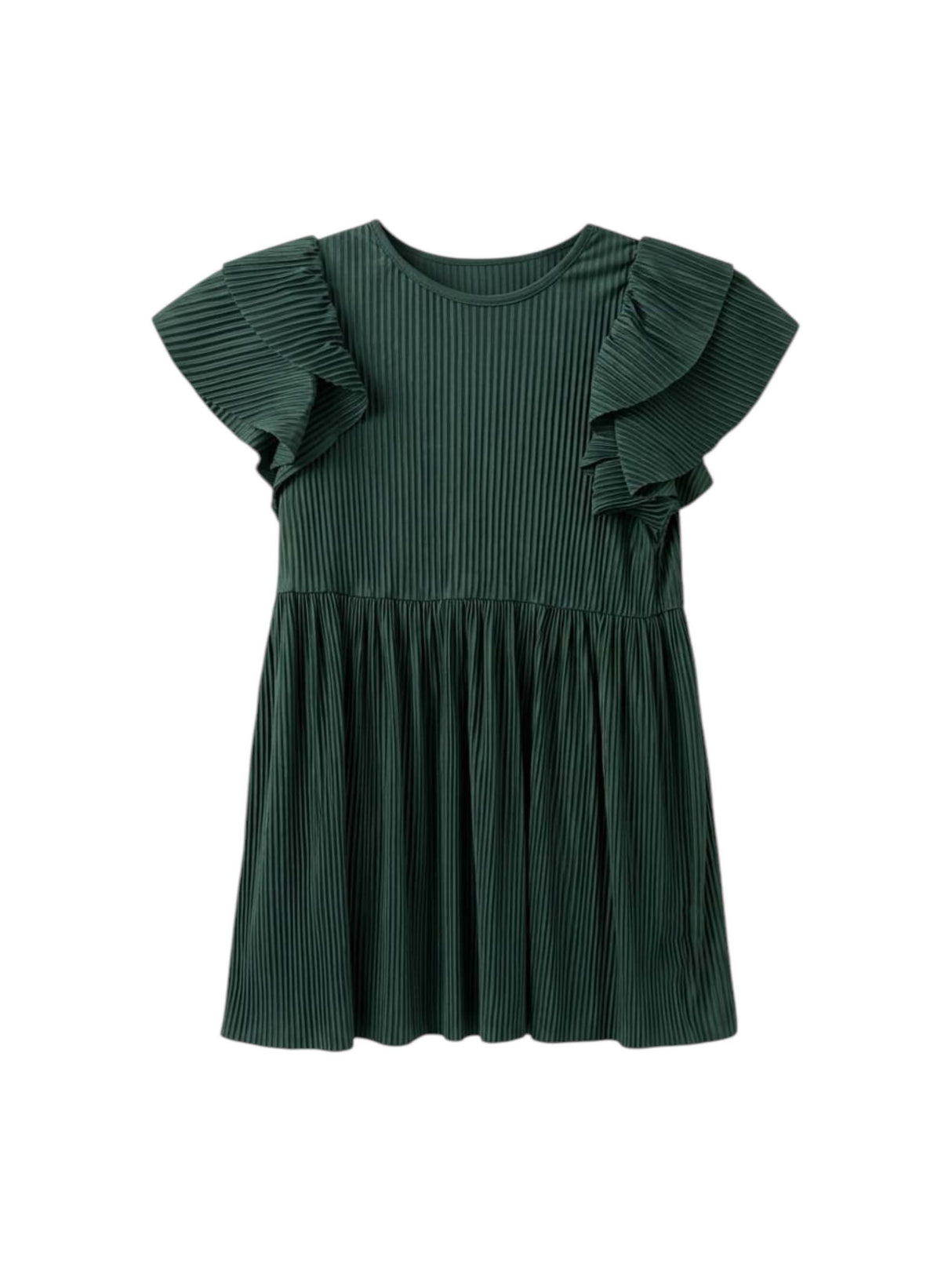 Image for Kids Girl's Ribbed Dress,Dark Green
