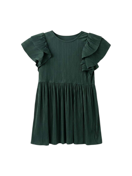Image for Kids Girl's Ribbed Dress,Dark Green