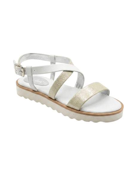 Image for Kids Girl's Ribbed Glitter Sandals,White/Silver