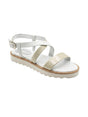 Image for Kids Girl's Ribbed Glitter Sandals,White/Silver