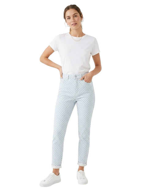 Image for Women's Plaid Jeans,Blue/White