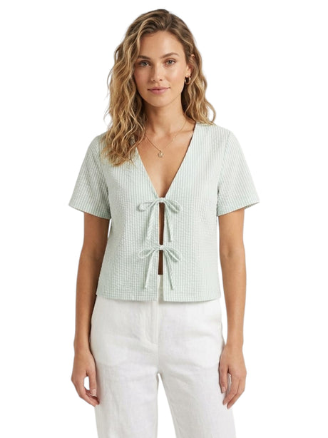Image for Women's Plaid Top,Mint Green